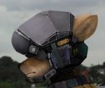  2018 ambiguous_gender anthro armor canine clothed clothing dog headshot_portrait helmet mammal outside panzery25 portrait side_view signature simple_background white_background 