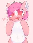  &lt;3 anthro berseepon09 cute digital_media_(artwork) dragon english_text female flat_chested hair happy hi_res horn loli_dragon looking_at_viewer open_mouth open_smile pink_background pink_eyes pink_hair pink_skin scalie simple_background smile solo sweat text young 