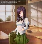  absurdres black_neckwear bow bowtie burn_scar canister classroom constricted_pupils crazy_eyes crossover doki_doki_literature_club gameplay_mechanics gas_can gasoline glitch green_skirt grin hair_over_one_eye highres holding_lighter ikezawa_hanako indoors juliet_sleeves katawa_shoujo lighter long_hair long_sleeves looking_at_viewer parody protey84 puffy_sleeves purple_eyes purple_hair scar school_uniform see-through shirt skirt smile solo spoilers style_parody trait_connection wet wet_clothes wet_hair wet_shirt white_shirt window yuri_(doki_doki_literature_club) 