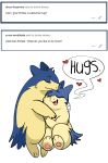  2018 bork cuddling duo eyes_closed female feral hi_res hug male male/female nintendo pok&eacute;mon pok&eacute;mon_(species) simple_background size_difference typhlosion video_games 
