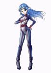  blue_eyes blue_hair full_body lafiel long_hair looking_at_viewer matching_hair/eyes pointy_ears seikai_no_senki simple_background solo standing 