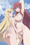  2girls armpits asia_argento ass back bikini blonde_hair blue_eyes breasts female green_eyes high_school_dxd high_school_dxd_hero long_hair multiple_girls panties red_hair rias_gremory smile standing swimsuit thong underwear 