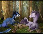  avian bird blue_jay cat corvid couple_(disambiguation) detailed deviant-soulmates digital_media_(artwork) dragon dungeons_&amp;_dragons fantasy feathers feline feral forest invalid_tag mammal scenery tree 