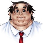  1boy fat glasses obese simple_background smile solo tanuma_yuuichirou 