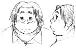  1boy fat glasses lineart obese solo tanuma_yuuichirou 