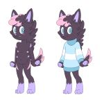  aardwolf blue_eyes blush chippidraws chocolatechippi clothing dyed_fur fluffy hair hyena invalid_tag male mammal nonbinary stripes sweater 