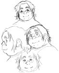  1boy fat glasses lineart obese solo tanuma_yuuichirou 