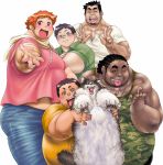  5boys animal cat fat glasses obese open_mouth pet tanuma_yuuichirou 