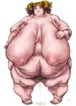 1girl blonde_hair breasts fat huge_breasts nipples nude obese pubic_hair solo tanuma_yuuichirou vagina 