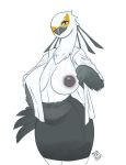  aggressive_retsuko avian big_breasts bird breasts exposed_breasts exposed_nipple female huge_breasts one_eye_closed sanrio secretary_bird solo washimi wink zwitterkitsune 