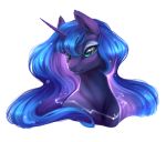  2018 blue_hair digital_media_(artwork) equine female feral friendship_is_magic hair horn kerydarling mammal my_little_pony portrait princess_luna_(mlp) simple_background smile solo teal_eyes winged_unicorn wings 