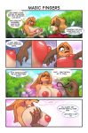  2018 amanda_(simonaquarius) anthro areola big_breasts big_nipples breast_fondling breast_grab breasts canine comic english_text female fondling fox grope hair hand_on_breast huge_breasts hybrid lagomorph long_hair male mammal nipples puffy_areola rabbit shocked simonaquarius surprise text thick_thighs voluptuous wide_hips 