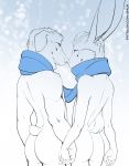  anthro butt canine dog dup eyes_closed hand_holding justin_turner lagomorph male male/male mammal martin_bell nude open_mouth rabbit romantic_couple scarf shiuk simple_background teenager young 