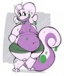 2018 3_toes anthro belly big_belly clothed clothing deep_navel dragon dragon-belly goodra male nintendo overweight pok&eacute;mon pok&eacute;mon_(species) shorts slime solo standing thick_thighs toes topless video_games wide_hips 