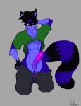  balls big_penis black_hair cel_shading cock_piercings erect_cock erect_dick fur hair hairy_balls hung_cock male male/male mammal nipple_piercing nipples penis piercing procyonid purple_eyes purple_fur raccoon remi_(remiraccoon) remiraccoon solo 