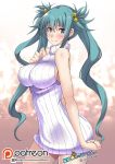  aqua_eyes bare_arms bare_shoulders bell blue_eyes blush body_blush breasts commentary_request commission cui_yifei eyebrows hair_bell hair_between_eyes hair_ornament highres large_breasts lips long_hair looking_at_viewer meme_attire muvluv muvluv_alternative muvluv_total_eclipse naked_sweater shiny shiny_hair shiny_skin smile solo standing sweater tsurugi_ai_(seikan_hitchhiker) turtleneck turtleneck_sweater twintails twitter_username virgin_killer_sweater white_sweater 