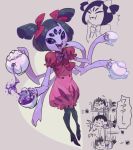  1girl bow extra_arms extra_eyes fangs monster_girl muffet no_humans ribbon solo spider_girl tea tea_pot thigh_boots undertale 