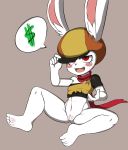  $ 2018 anthro bottomless clitoris clothed clothing dragon_ball dragon_ball_super female fur hat lagomorph lfer mammal open_mouth presenting presenting_pussy pussy rabbit red_eyes scarf simple_background smile solo sorrel_(dragon_ball) spread_legs spreading white_fur 
