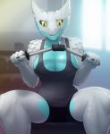  anthro big_breasts breasts clothed clothing drayk_dagger female gym nipple_bulge scales scalie shurian sitting solo thick_thighs tokaido wide_hips 