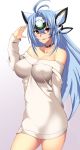  ahoge android bad_id bad_pixiv_id bare_shoulders blue_hair breasts choker headgear highres kos-mos kos-mos_ver._4 large_breasts long_hair looking_at_viewer red_eyes solo third-party_edit very_long_hair xenosaga xenosaga_episode_iii yaminokonjiki1 