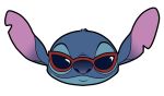  2018 alien blue_fur blue_nose digital_drawing_(artwork) digital_media_(artwork) disembodied_head disney experiment_(species) eyewear front_view fur head_tuft hey-look-its-kj lilo_and_stitch notched_ear simple_background smile solo stitch sunglasses tuft white_background 