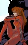  bangs blue_eyes bodysuit breasts cockpit from_side hair_ornament leg_up lia_marin long_hair long_legs medium_breasts neon_genesis_evangelion nose orange_hair outdoors plugsuit profile red_bodysuit shikinami_asuka_langley sitting skin_tight solo souryuu_asuka_langley speedpaint two_side_up work_in_progress 