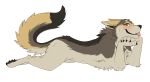  2018 black_fur black_nose blush brown_fur canine claws cute digitoxici feral fur mammal smile teeth tongue tongue_out wolf yellow_eyes 