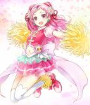  :d commentary_request cure_yell earrings flower full_body hair_flower hair_ornament hair_ribbon heart hugtto!_precure jewelry long_hair looking_at_viewer magical_girl navel nono_hana open_mouth pink_eyes pink_hair pink_skirt pom_poms precure red_ribbon ribbon skirt smile solo thighhighs tokeshi white_legwear 