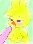  anthro avian beak bird blush breasts chica_(fnaf) chicken cum disembodied_penis erection female five_nights_at_freddy&#039;s five_nights_at_freddy&#039;s_2 group hentaipuppy9000 machine male male/female nipples non-mammal_breasts penis purple_eyes robot solo_focus toy_chica_(fnaf) unseen_character video_games yellow_skin 