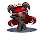  blindfold blood demon hair horn lilith_(tboi) low_res not_furry red_hair solo the_binding_of_isaac the_binding_of_isaac_afterbirth unknown_artist 