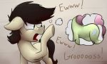  brown_hair cutie_mark dialogue digital_media_(artwork) duo earth_pony equine fan_character female feral fur hair horse mammal marsminer my_little_pony open_mouth pink_hair pone_keith pony pregnant solo_focus standing tan_body thought_bubble tongue yellow_body 