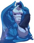  abs animal_genitalia anthro avian balls beak belly biceps big_balls big_biceps big_penis bird black_eyes blue_hair blue_skin clothed clothing cursedmarked erection front_view hair hairy hawtcherry hi_res huge_penis humanoid_penis looking_at_viewer male manly mature_male melting muscular muscular_male nipples nude partially_retracted_foreskin pecs penis pose relaxing simple_background solo standing thick_penis uncut vein veiny_penis wafflebird white_background 