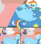  anonopony belly big_belly blue_fur cannibalism cutie_mark duo earth_pony eating english_text equine female food friendship_is_magic fur hair hi_res horn horse mammal multicolored_hair multicolored_tail my_little_pony open_mouth overweight pony purple_fur purple_hair rainbow_dash_(mlp) rainbow_hair rainbow_tail smile solo text tongue twilight_sparkle_(mlp) two_tone_hair unicorn 