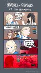  4koma asashio_(kantai_collection) background_text bar_censor bismarck_(kantai_collection) black_eyes black_hair blonde_hair blood bloody_hands blue_eyes cannon censored comic commentary dated doom_(game) english english_commentary evil_smile from_behind gameplay_mechanics glowing glowing_eyes glowing_gun_barrel gremyashchy_(greythorn032) greythorn032 hair_bun highres kantai_collection long_hair looking_back middle_finger multiple_girls original ponytail red remodel_(kantai_collection) sailor_collar signal_flag skull smile thumbs_up torpedo_tubes translated trembling world_of_warships yamato_(kantai_collection) 