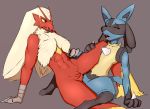  abs anthro anthro_on_anthro blaziken blue_eyes blue_fur claws clitoris duo eyes_closed female female/female fur gloves_(marking) grey_background hi_res looking_pleasured lucario markings nintendo open_mouth pok&eacute;mon pok&eacute;mon_(species) pussy red_fur sex simple_background socks_(marking) spike_(disambiguation) spread_legs spreading tongue tongue_out tribadism unknown_artist video_games yellow_fur yellow_sclera 