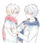  2boys ensemble_stars! male male_focus multiple_boys scarf sena_izumi_(ensemble_stars!) yuuki_makoto 