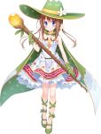  artist_request blue_eyes brown_hair cape dress flower full_body gloves green_cape green_footwear green_gloves green_hat hair_flower hair_ornament hat holding holding_wand long_hair looking_at_viewer low_twintails mary_janes official_art oshiro_project oshiro_project_re scepter shoes sleeveless sleeveless_dress smile solo spis_(oshiro_project) staff transparent_background twintails wand white_dress 