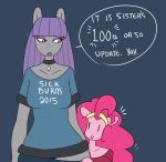  2015 anthro duo earth_pony english_text equine female friendship_is_magic hi_res horse hugtastic_pinkie_pie mammal maud_pie_(mlp) my_little_pony pinkie_pie_(mlp) pony sibling sisters smile somescrub text 