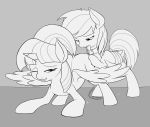  2015 bound butt collar cutie_mark dock duo equine feathered_wings feathers female female/female feral friendship_is_magic hair horn leash mammal monochrome my_little_pony open_mouth pegasus pussy_juice rainbow_dash_(mlp) smile tongue tongue_out twilight_sparkle_(mlp) vulapa winged_unicorn wings 