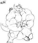  anthro balls big_balls cursedmarked dragon flexing greyscale half-erect horn huge_balls humanoid_penis hyper hyper_balls hyper_muscles hyper_penis looking_at_viewer male monochrome muscular muscular_male nude pecs penis solo standing vein veiny_muscles veiny_penis 