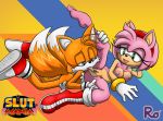  amy_rose anthro anus black_nose breasts digital_media_(artwork) fellatio female male male/female mammal miles_prower nude open_mouth oral pussy raianonzika sex simple_background smile sonic_(series) tongue video_games 
