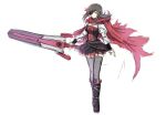  alternate_universe boots cape cat_with_a_brush commentary corset eyepatch long_hair looking_at_viewer ruby_rose rwby simple_background sketch solo sword thighhighs weapon white_background zweihander 