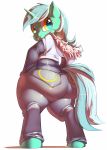  2014 amber_eyes anthro big_butt butt clothed clothing equine female friendship_is_magic fur green_fur hair hi_res horn huge_butt jeans lyra_heartstrings_(mlp) mammal multicolored_hair my_little_pony overweight pants solo tongue tongue_out trinity-fate62 two_tone_hair unicorn 