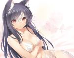  47agdragon :o animal_ears bangs bare_arms bare_shoulders black_hair blush breasts cleavage collarbone flower fox_ears groin hair_flower hair_ornament long_hair looking_at_viewer medium_breasts multicolored_hair navel original parted_lips pink_flower pink_rose revealing_clothes rose shiny shiny_hair solo straight_hair streaked_hair swept_bangs upper_body very_long_hair white_hair 