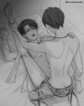  2boys anal blush eren_yeager feet hands legs levi_(shingeki_no_kyojin) male_focus monochrome multiple_boys nude sex shingeki_no_kyojin wince yaoi 