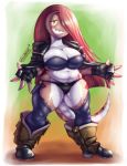  2018 angel_(king_of_fighters) anthro belly big_breasts big_thighs boots breasts chaps cleavage clothed clothing cosplay digital_media_(artwork) female fingerless_gloves footwear gecko geraldine_(scalie_schoolie) gloves hair hair_over_eye hi_res king_of_fighters lizard long_hair midriff navel open_jacket panties pltnm06ghost reptile scalie scalie_schoolie simple_background skimpy slightly_chubby smile snk solo thick_thighs underwear video_games webcomic yellow_sclera 