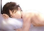  bed blanket levi_(shingeki_no_kyojin) lying male_focus nude pillow shingeki_no_kyojin shirtless sleeping 