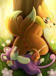  2018 3_toes animal_genitalia animal_penis anus balls blush buizel cum cum_on_feet cumshot digital_media_(artwork) duo ejaculation erection feet female feral flower foot_fetish footjob fur hi_res male male/female mammal mustelid nintendo open_mouth orgasm outside penis plant pok&eacute;mon pok&eacute;mon_(species) pussy pussy_juice rattata rodent rymherdier sex signature smile teeth toes tongue video_games 