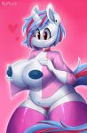  &lt;3 anthro breasts collar equine fan_character female gradient_background horn horse mammal pink_background pony riipley simple_background solo unicorn 