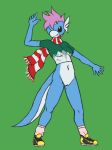  anthro bottomless clothed clothing dratini hair i-am-that-japanesse nintendo pink_hair pok&eacute;mon pok&eacute;mon_(species) pussy scarf sneakers video_games 